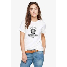 Supernatural Winchester Bros Baskılı Beyaz Kadın Tshirt