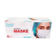 Beyaz Care 50 Adet 50'li 1 Kutu Üç Katlı Lastikli Burun Telli Cerrahi Maske