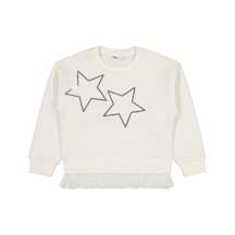 Civil Girls Yıldız Baskılı 10-13 Yaş Sweatshirt - Ekru