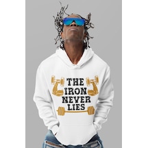 Sevbano The Iron Never Lies Bodybuilding Fitness Gym Baskılı Unisex Overs beyaz