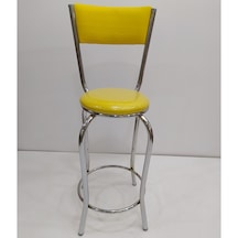 Sandalye Bar Tipi Yüksek Model Sarı 4 Adet Metal Çelik Nikelaj Su