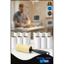 Tüy Toplama Rulosu 12 Li Set + Sap Koltuk, Halı Ve Kıyafet Temizleyici Pratik Kullanım