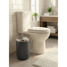 Gri Krom Dekorlu 6 Lt Sallanır Kapaklı Mutfak Banyo Çöp Kovası