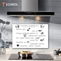 Decorita Beyaz Mutfak Kuralları | Cam Ocak Arkası | 40cm x 60cm