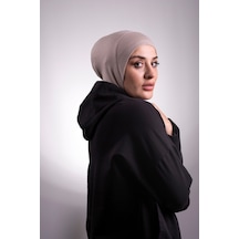 Hürrem Bone Bej Pratik Hazır Geçmeli Bone Viskon Kumaş Hijab Spor 2106_12 Bej