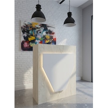 Resital Ledli Karşılama Bankosu G-90 Cm Ofis Kasa Resepsiyon Masası Banko-001-8-1