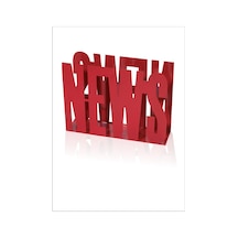50X40Cm News Yazılı Kırmızı Gazetelik Dergilik Broşürlük Postalık