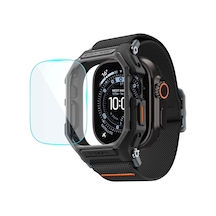 Apple Watch 49mm Ultra 4/3/2/1 İle Uyumlu Ekran Koruyuculu Kılıf Lite Fit Pro + Glas.tr Slim Hd Matte Black - Acs11415 Çok Renkli