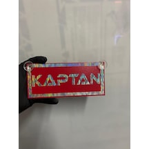 Kırmızı Renk Üzeri Hologram Renk Kaptan Yazılı Vantuzlu Cam Süsü