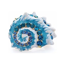 Solfera Mavi Deniz Kabuğu Okyanus Resif Zirkon Taşlı Yaka Iğne Broş Rz098