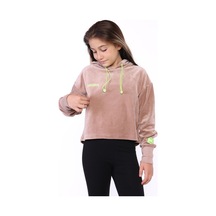 Toontoy Kız Çocuk Kapüşonlu Kadife Sweatshirt Kahverengi
