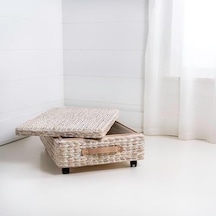 Happimess Bsk1006c Chett Minimalist El Dokuma Sümbül/ahşap Yatak Altı Saklama Kutusu, Banyo, Yatak Odası, Dolap, Giriş Yolu, Misafir Odası, Beyaz Yıkama