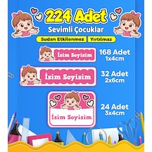 Sevimli Çocuklar Temalı Okul Kreş Kişiye Özel İsim Etiketi - Model 616 Çok Renkli