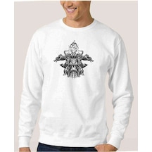 Ghost Rider Baskılı Beyaz Erkek Örme Sweatshirt (528447728)