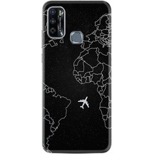 Infinix Hot 10 Play Kılıf Resimli Desenli Silikon Platinium Series Black Plane 1868