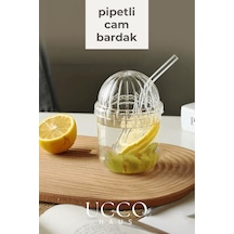 Cam Pinterest Bardak, Cam Pipetli Kahve Limonata Meşrubat Çay Kokteyl Sunum Bardağı Şeffaf