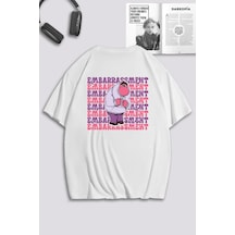 Unisex Kadın Erkek Ters Yüz Sırt Baskılı Özel Tasarım Oversize T-shirt Beyaz3 Mck0573 Beyaz