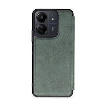 Newface - 421 - Xiaomi Redmi 13c Kılıf Flip Cover - - Csmo-tex - Koyu Yeşil