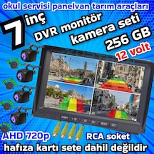 4 Adet Ahd 720p Nesne Tanımalı Sesli İkazlı Kamera 7 İnç Dvr Monitör Set 12 Volt
