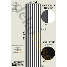 Antrasit-beyaz 60x270 Cm Yeni Nesil Akustik Ahşap Duvar Paneli