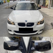 Sts Oto Aksesuar Bmw E60 2003-2010 Batman Yarasa Ayna Kapağı Piano Black Abs Plastik (01)