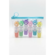 Sevimli Kedi Başlıklı Mini Fosforlu Keçeli Kalem-6lı Set-fosfor06