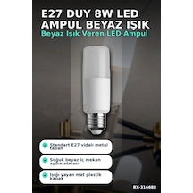 Led Ampul 8w 6500k Beyaz Işık E27 Duy 720 Lümen Tasarruflu Aydınlatma 1 Adet Bx-316688