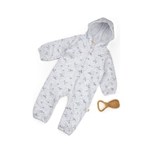 Babycosy Organic Wear Bebek Uzun Kollu Şapkalı Tulum %100 Organik Pamuk - Yenidoğan - Csy8033 Gri