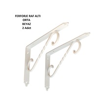 Ferforje Raf Altı, Orta, Beyaz, Vidalar Dahil, 2 Adet Beyaz