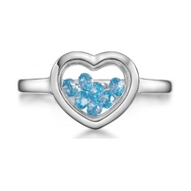 Gümüş Aquamarine Taşlı Kalp Yüzük Sın1386-B Altınsepeti