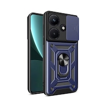 Zore İnfinix Hot 30i Kılıf Magnetik Standlı Kamera Korumalı Ogaa Sürgülü Vega Kapak - Mavi