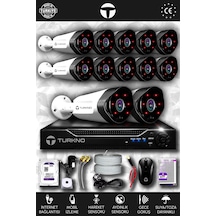 Turkno 12 Kameralı Galia 12 Dış Kamera Set 250 GB HDD Full HD Gece Görüşlü Güvenlik Kamerası Sistemi