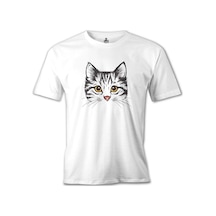Kedi - Yüz Beyaz Erkek Tshirt
