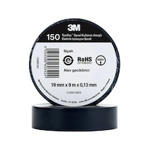 Siyah İzole Elektrik Bantı 0,13mmx19mmx9,14metre Elektrik Bandı Siyah