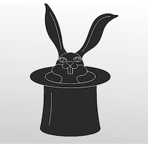 Folyo Sticker Tavşan Ve Şapka 20cm Uzunluk Siyah