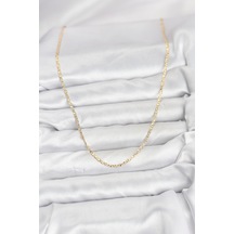 Cm 14k Gold Renk Pirinç Lazer Model 60 Cm Kadın Kolye Altın - Beyaz