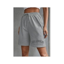 Tarzsokak Letter Graphic Tie Front Track Şort Gri