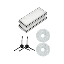 Roborock Qrevo Pro Uyumlu 2 Adet Hepa Filtre 2 Adet Siyah Yan Fırça 2 Adet Mop Fiber Paspas