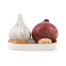 Mio-036 Soğan Sarımsak Motifli 2li Standlı Tuzluk Biberlik Seti Genel