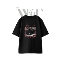 Thewert Tribal Eye Tasarım Baskılı Ünisex Siyah Oversize T-shirt