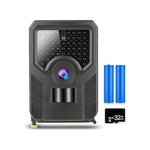 12mp 1080p Avcılık Ve Yaban Hayatı Kamerası 32gb Microsd+2 Pil, Pır Sensörlü 65ft Kızılötesi Gece Görüşü İle Açık Hava İzleme Siyah Siyah