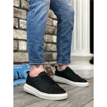 DMR Elegance Ba0336 İçi Dışı Hakiki Nubuk Deri Siyah Bağcıklı Casual Erkek Ayakkabı Rekli