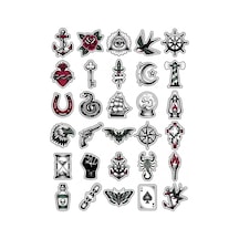 30 Adet Vintage Geleneksel Dövme Sanatı Sticker Seti - Laptop Defter Telefon İçin Çok Renkli