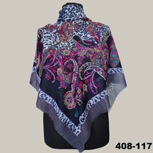 Soft İpek Etnik Desenli Flamlı Kotton Eşarp 408-117 Çok Renkli
