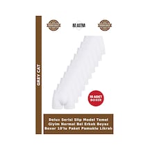 Grey Cat Delux Serisi Slip Model Temel Giyim Normal Bel Erkek Beyaz Boxer 10'lu Paket Pamuklu Likralı