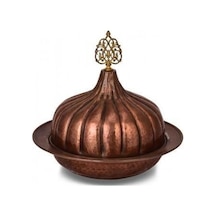 Turna Bakır Paşaçadırı Yuvarlak Sunum Tabağı 30 Cm El Dövme Oksit Turna9058-3
