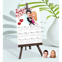 Bk Gift Kişiye Özel 15x21 Cm Fotoğraf Kartlı Sevgililer Karikatürlü Şövaleli 2023 Takvim -13