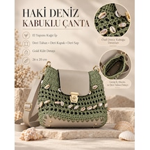 Haki Deniz Kabuklu El Yapımı Çanta