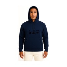 Kapüşonlu Ye - Uyu Ve Futbol Oyna Göğüs Baskılı Unisex Sweatshirt Lacivert
