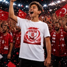 Bk Gift Kişiye Özel Türkiye Taraftar Temalı 2026 Dünya Kupası Tasarımlı Çocuk Tişört-8, Tek Yürek Milli Takım Ruhu Beyaz